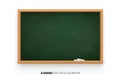 Chalkboard 3D. Realistic green blackboard in wooden frame isolated on white background.chalk on a blackboard.Rubbed out Royalty Free Stock Photo