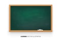 Chalkboard 3D. Realistic green blackboard in wooden frame isolated on white background.chalk on a blackboard.Rubbed out Royalty Free Stock Photo