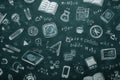 Chalkboard With Doodled Science and Education Tools and Concepts Royalty Free Stock Photo
