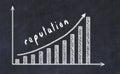 Chalkboard drawing of increasing business graph with up arrow and inscription reputation