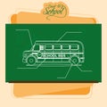 Chalkboard With A Drawing Of A School Bus