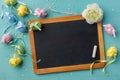 Chalkboard and easter decoration