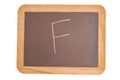 Chalkboard with an F written on it