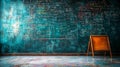 chalkboard filled with complex math formulas and wooden chair in classroom. ai generative Royalty Free Stock Photo