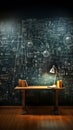 Chalkboard filled with math formulas, part of a 3D school concept