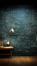 Chalkboard filled with math formulas, part of a 3D school concept