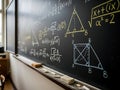Chalkboard Filled With Mathematical Equations and Geometric Shapes Royalty Free Stock Photo