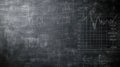 Chalkboard with financial graphs and scribbles in classroom setting