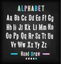 Chalkboard font. Hand draw alphabet. Royalty Free Stock Photo