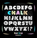 Chalkboard font. Hand draw alphabet. Royalty Free Stock Photo