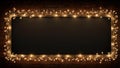 Chalkboard Frame with Fairy Lights on Rustic Brick Wall Royalty Free Stock Photo