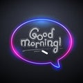 Chalkboard Good Morning with Neon Royalty Free Stock Photo