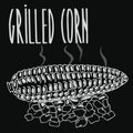 Chalkboard grilled corn ears fruit