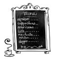 Chalkboard. Hand drawn. Coffee shop menu Royalty Free Stock Photo