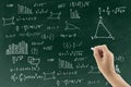 Chalkboard with hand writing math formula background Royalty Free Stock Photo