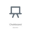 Chalkboard icon. Thin linear chalkboard outline icon isolated on white background from education collection. Line vector Royalty Free Stock Photo