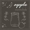 Chalkboard with jar of apple jam