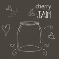 Chalkboard with jar of cherry jam