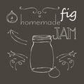 Chalkboard with jar of fig jam