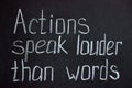 Chalkboard lettering `Action speak louder than words`