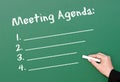 Chalkboard meeting agenda Royalty Free Stock Photo