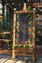 Chalkboard Menu Display with Fresh Food Illustrations