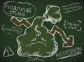 Chalkboard with Money Bag and Doodles for Economic Recession, Vector Illustration