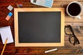 Chalkboard with office utensil