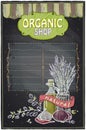 Chalkboard organic shop.