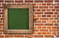 Chalkboard over red brick wall background Royalty Free Stock Photo