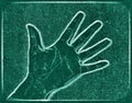 Chalkboard painting of a female human hand showing different gestures and symbols Royalty Free Stock Photo