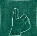 Chalkboard painting of a female human hand showing different gestures and symbols Royalty Free Stock Photo