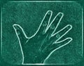 Chalkboard painting of a female human hand showing different gestures and symbols Royalty Free Stock Photo