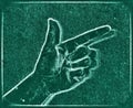 Chalkboard painting of a female human hand showing different gestures and symbols Royalty Free Stock Photo