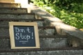 Chalkboard with phrase Don`t Stop on stone stairs outdoors, space for text Royalty Free Stock Photo