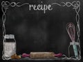 Chalkboard Recipe background with baking items