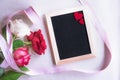 Chalkboard with red hearts and roses Royalty Free Stock Photo