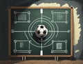 Chalkboard with scheme of football game. Team play and strategy Royalty Free Stock Photo