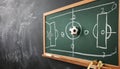 Chalkboard with scheme of football game. Team play and strategy Royalty Free Stock Photo