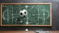 Chalkboard with scheme of football game. Team play and strategy Royalty Free Stock Photo