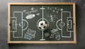 Chalkboard with scheme of football game. Team play and strategy Royalty Free Stock Photo