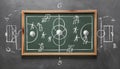 Chalkboard with scheme of football game. Team play and strategy Royalty Free Stock Photo