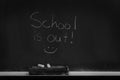 Chalkboard in School for Education With Eraser and Chalk Board Royalty Free Stock Photo