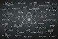 Chalkboard with science Physics formulas Royalty Free Stock Photo