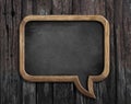 Chalkboard in shape of speech bubble on wooden background Royalty Free Stock Photo