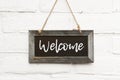 Chalkboard sign text welcome come in