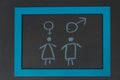 Sign a woman, a man chart, sexually active, frigid on the chalk Royalty Free Stock Photo