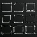 Chalkboard sketch of hand drawn frame set, template design element, Vector illustration