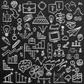 Chalkboard sketch icons set business, collection arrow scribble, Vector illustration