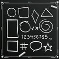 Chalkboard sketch symbols sign, figure icons, numbers, Vector illustration Royalty Free Stock Photo